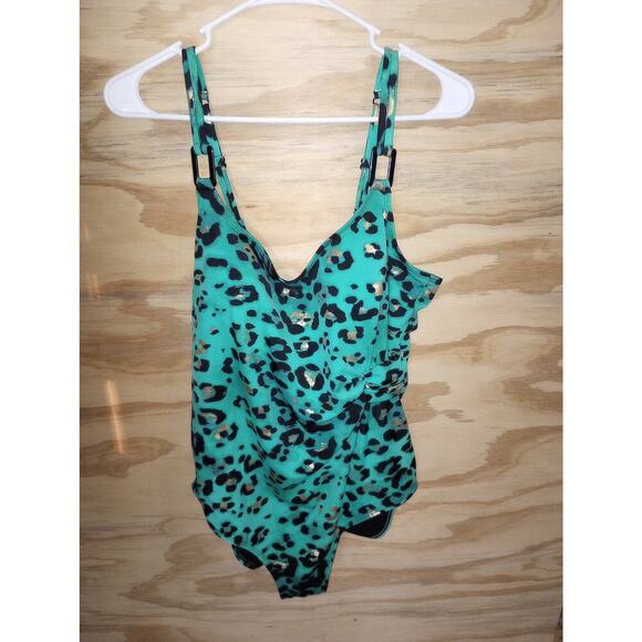 Women's Jaclyn Smith One Piece Bathing Suit 16 Plus Leopard - Picture 1 of 1